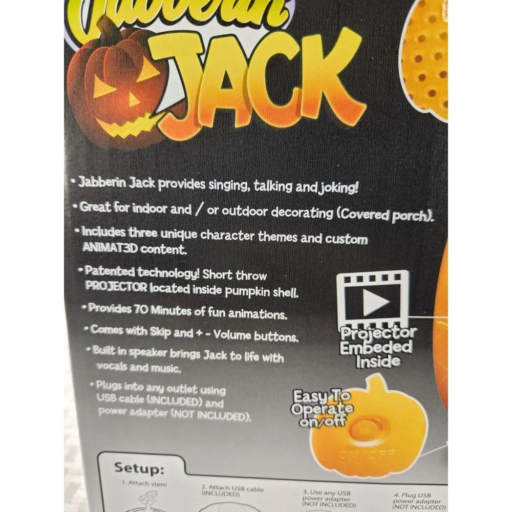 NEW Jabberin' Jack 12 In. Animated Built-In Projector and Speaker USB or Battery